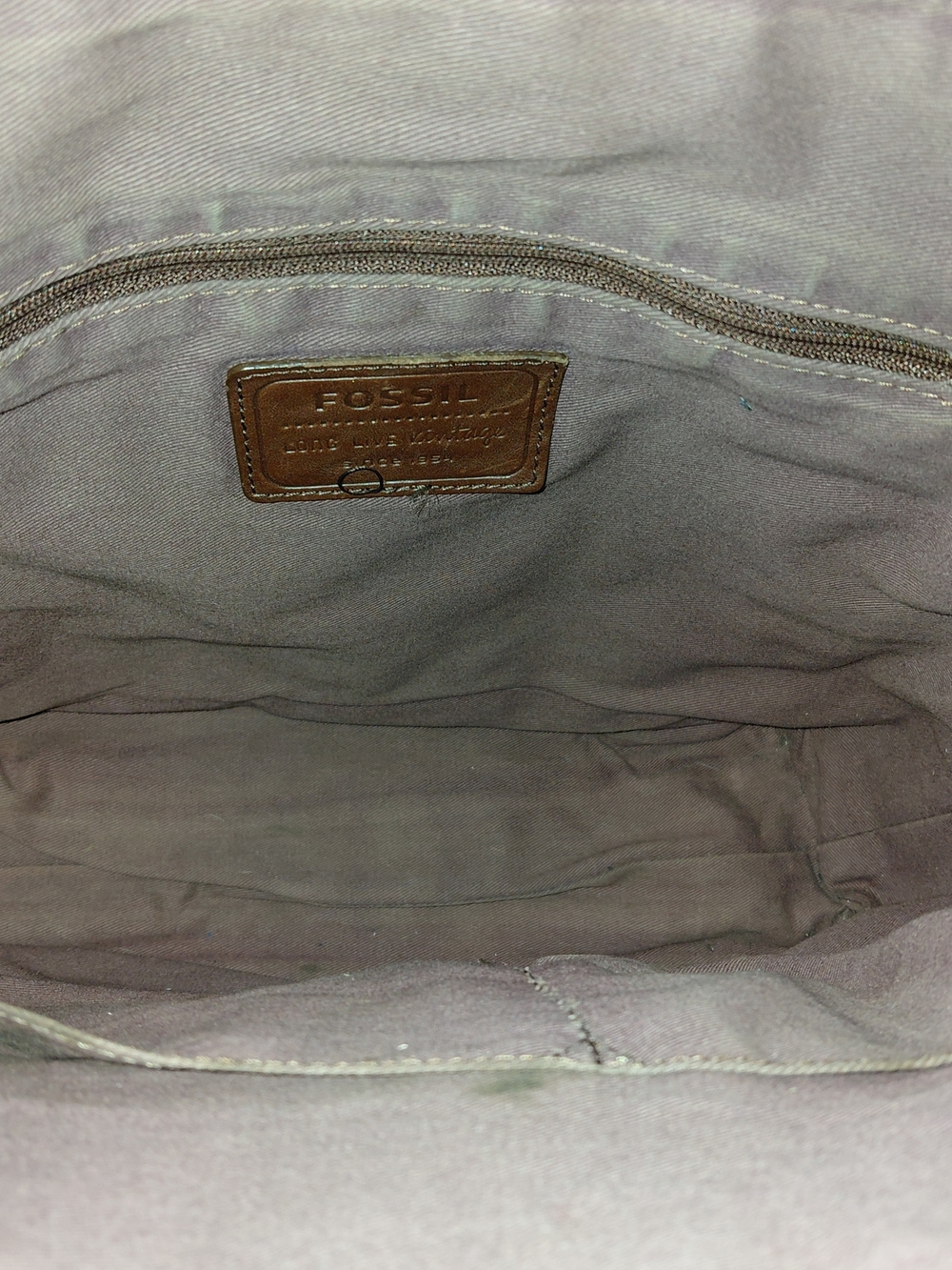 Fossil Distressed Brown Leather Shoulder Bag with Brass Accents - Picture 8 of 8
